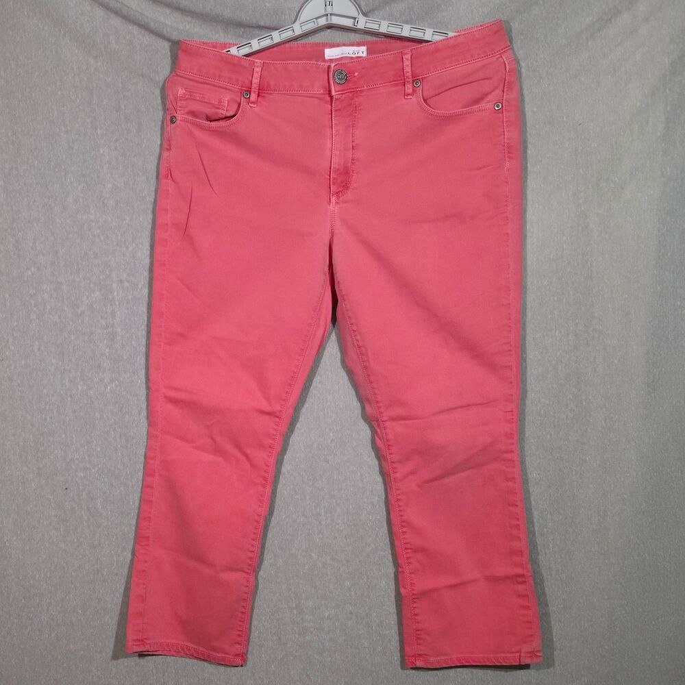 LOFT Curvy Kick Crop Jeans Coral Pink Stretch Denim Women's 31/12